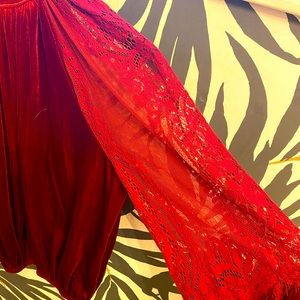 Free People blouse red velvet